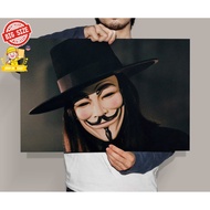 V for Vendetta Guy Fawkes Mask 3 Retro Vintage Poster Kraft Paper Painting Wall Art for home/bar/roo