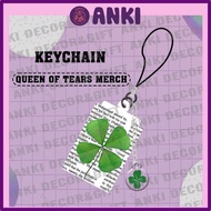 QUEEN OF TEARS MERCH keychain, mica keychain, keychain with 4-leaf clover print, wrightvinh TEARS QU