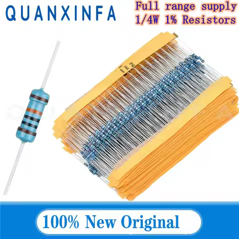 100PCS Metal Film Resistor 1/4W 1% 10R 100R 220R 1K 1.5K 2.2K 4.7K 10K 22K 47K 100K 100 220 1K5 2K2 