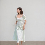 white korean midi dress civil wedding dress graduation dress formal dress elegant fairy dress