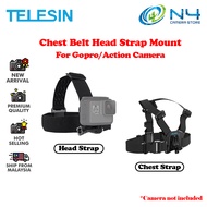 TELESIN Chest Belt Head Strap Mount for GoPro Hero 10 9 8 7 6 5 4 Insta360 SJCAM EKEN DJI Osmo Actio