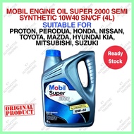 MOBIL SUPER 2000 10W40 SN/CF SEMI SYNTHETIC ENGINE OIL (4L) &amp; OIL FILTER  MINYAK HITAM KERATA FOR PROTON PERODUA HONDA