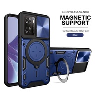 For OPPO A57 4G Case Slide Lens Protection Car Magnetic Stand Ring Phone Case For OPPO A57S A57E A77