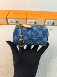 💕折扣 💕 復古難搶爆款 LV Speedy Nano 丹寧迷你零錢包掛飾 | Louis Vuitton Denim Speedy Nano Mini Coin Purse Bag Charm|