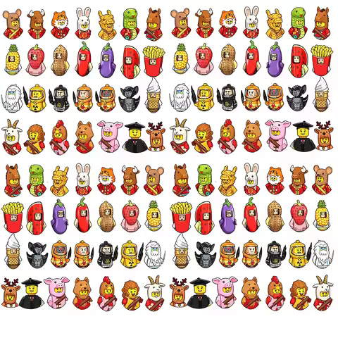 Hot Classic Chinese Zodiac Mini 3D Character Model Set Building Blocks Assembling Toys Children's Bi