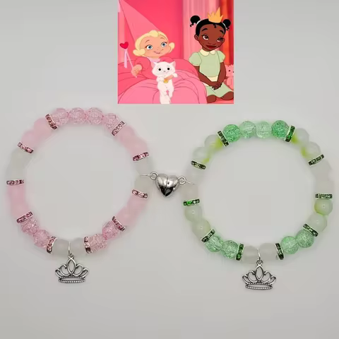 Set of 2 Matching Cartoon Bracelets Tiana and Lottie