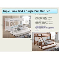 Bunk Bed Queen &amp; Single (5ft+3ft) Wooden Bunk Bed Queen Double Decker Queen Bunk bed Queen Bed [KAGUTEN]