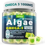 Algae Omega 3 Gummies 1,000mg, Vegetable-Based DHA 460mg and EPA 230mg, Adult Omega 3 Fish Oil Subst