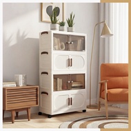 Storage Cabinet L58-80cm (1-6 Layers) 2 Doors Foldable Stackable Storage Cabinet Box With Roll