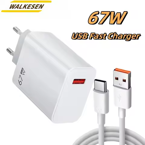 67W USB Fast Charging Charger With 6A Type C Cables For Xiaomi 15 14 Ultra Pro Redmi Note 12 13 Pro 