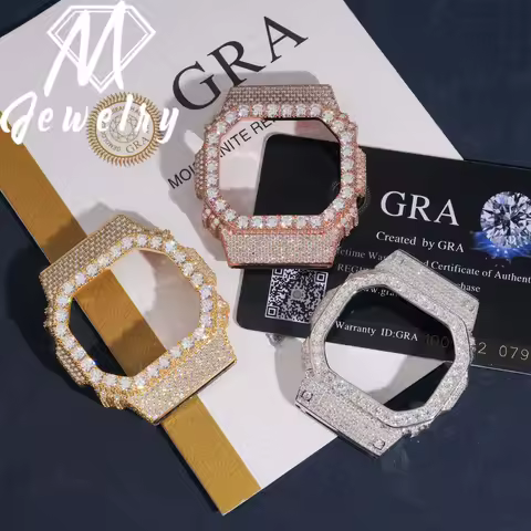 Fashion Royal Oak Style DW5600 Watch Case Brass Moissanite Iced Out G-Shock Bezel Hip Hop Rapper Lux