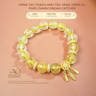 Jade Dan Tam - Blonde Quartz Bracelet 10mm 5A Mixed Charm Dream Catcher - Metal Element & Earth Elem