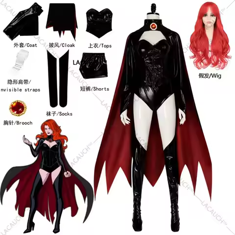 Madelyne Pryor Cosplay Costume Wig Goblin Queen Roleplay outfit Female Black Superhero Jumpsuit For