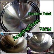 WAJAN PENGGORENGAN KERANG JUMBO 70CM STAINLESS - KUALI STAINLESS JUMBO - KUALI JUMBO MASAK BESAR STA