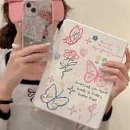 เคสiPadหมุน 360° Air5 Air6 11 Gen9 Beautiful Butterfly ช่องใส่ปากกาขวา Acrylic เคส ipad Pro 11 2021 