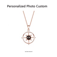 [Sincerer] S925 Sterling Silver Necklace Photo Projection Necklace Compass Pendant Necklace Custom P