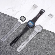 Watch Strap for Casio F-91W F-84 F-105/108 A-158/168 AE-1200/1300 Transparent Colorful Silicone Brac