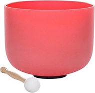 TRAYAYA 528hz Solfeggio Frequency Red Root Chakra Frosted Quartz Crystal Singing Bowl 8 Inch For Med