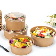 AR - (10 PCS) 850ml / 650ml Brown Paper Bowl and lid Mangkuk Laksa Laksa Bowl Bekas Oden Nasi Air Ta