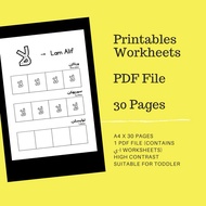 Printables PDF Worksheets Hijaiyah Word Tracing Coloring Alif Ba Ta Alphabet DIY Montessori