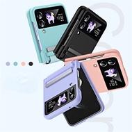 Skin Feeling Grain Leather Casing Samsung Galaxy Z Flip 4 Z Flip 3 Z Flip 4 with Lens Protective Fil