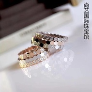 Honeycomb Diamond Ring Moissanite Diamond Ring Pure 18K White Gold Au750 Full Diamond Between Diamon