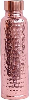 Light Brown Pure Copper Diamond Water Bottle With Leak Proof Lid And Glossy Finish Copper Water Bottle 1 Litre For Healthy Drink