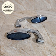 Spion Tanduk Custom Oval Kaca Biru Chrome XSR 155 W175 Benelli Caferacer Japstyle