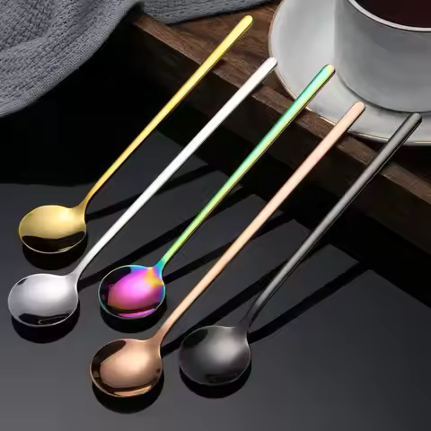 Stainless Steel Coffee Spoon Juice Tea Spoon Long Handle Tea Dessert Spoon Ice Cream Scoop Tableware