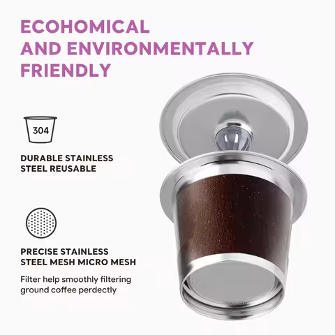 Reusable K Cup Filter Cups Coffee Pods Compatible With Keurig K10PLUS Coffee Makers Stainless Steel 