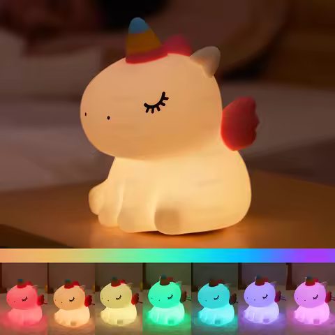 Cute Unicorn Night Light for Kids Silicone Nursery Night Light Dimmable LED Squishy Unicorn Lamp Rec