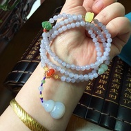 和田玉冰紫料 5 公釐 多圈手鏈 項鏈吊墜搭配和田玉碧玉 圓珠 吊墜