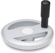 Ganter Normelemente Spoke handwheels with rotating handle, GN 924-125-B14-R-SR, aluminium, silver, t