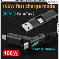LED digital display 4 in 1 nylon weave usb to type c cable 100W super cable for ios/type c Digital F