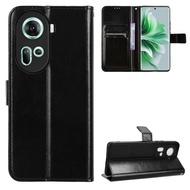 For OPPO Reno 11 5G Casing PU Leather Wallet OPPO Reno 11 Case Stand Holder Flip Cover