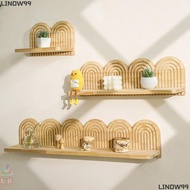 LINDW99 Boho Wooden Shelves, Geometric Wall Mounted Arched Wall Shelves, Creative Threaded Multi-Lay