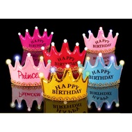 Kids Crown Headband Happy Birthday LED Crown Birthday Hairbands Princess & Prince