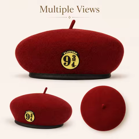 MINISO Harry Potter Beret Hat Platform Wool Look Cap Vintage French Style Fashion Costume Accessorie