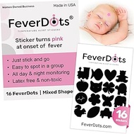 16 Fever Alert Stickers in 16 Shapes (11mm). Easy-to-See Temperature Monitoring for All-Day and Nigh
