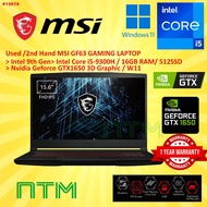 #1387 Used/ Second Hand / MSI GF63 9th I5-9300H 16GB 512GB SSD GTX1650 FHD GAMING LAPTOP 1 YEAR WARR