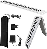 88 Key Beginner Splicable Piano with Touch Sensitive Keys, Full Size Keyboard Foldable Digital Piano for kids, Bluetooth Portable Electric Piano with Carrying Bag (Color : White)