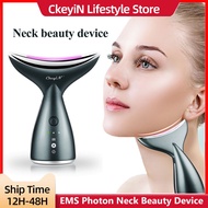Ckeyin Neck Beauty Device High-Frequency Vibration Photon Therapy Ems Firming Lifting Wrinkle