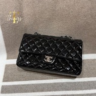 Chanel Classic Flap 25 漆皮 黑銀 17卡 full set