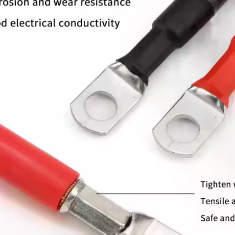 Battery Connect Inverter Cable Silicone Cable with Lug Cable Soft Terminal Wire Black Red M6 M8 M10 