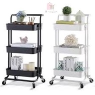 3-TIER TROLLEY 3-TIER TROLLEY RACK/ MULTI-PURPOSE ROLLING STORAGE CART BLACK
