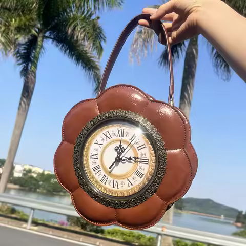Designer Purses and Handbags Shoulder Bags funny clock-shaped bag funny Women's round bag Woman's ba