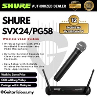 Shure SVX24/PG58 Wireless Vocal System, SVX4 Diversity Receiver, SVX2 Handheld Transmitter &amp; PG58 Handheld Microphone