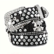 Stylish Rhinestone Western Cowgirl Style Y2K Belt Sparking Pu Leather BB Belts Jeans Dress Accessori