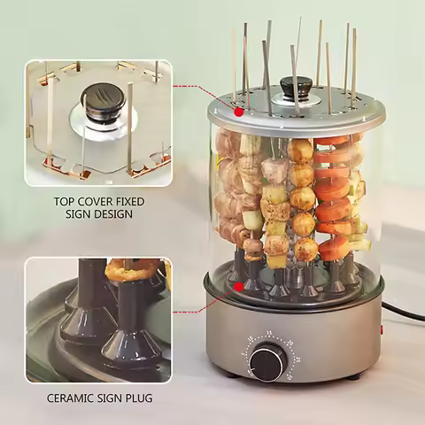 2025 New Skewers Electric Vertical Grill Barbecue Self-baking Machine Barbecue Grill Automatic Rotat