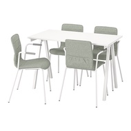 TROTTEN/LÄKTARE 會議桌和椅, 白色/淺綠色, 120x70 公分